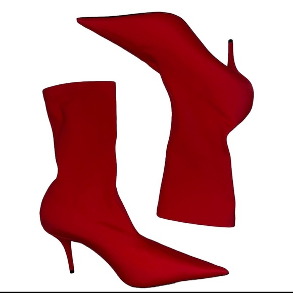 Balenciaga Knife ankle boots red sock EU 42 US 11 pointed toe stretch 80mm new - Picture 4 of 12